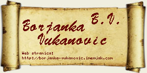 Borjanka Vukanović vizit kartica